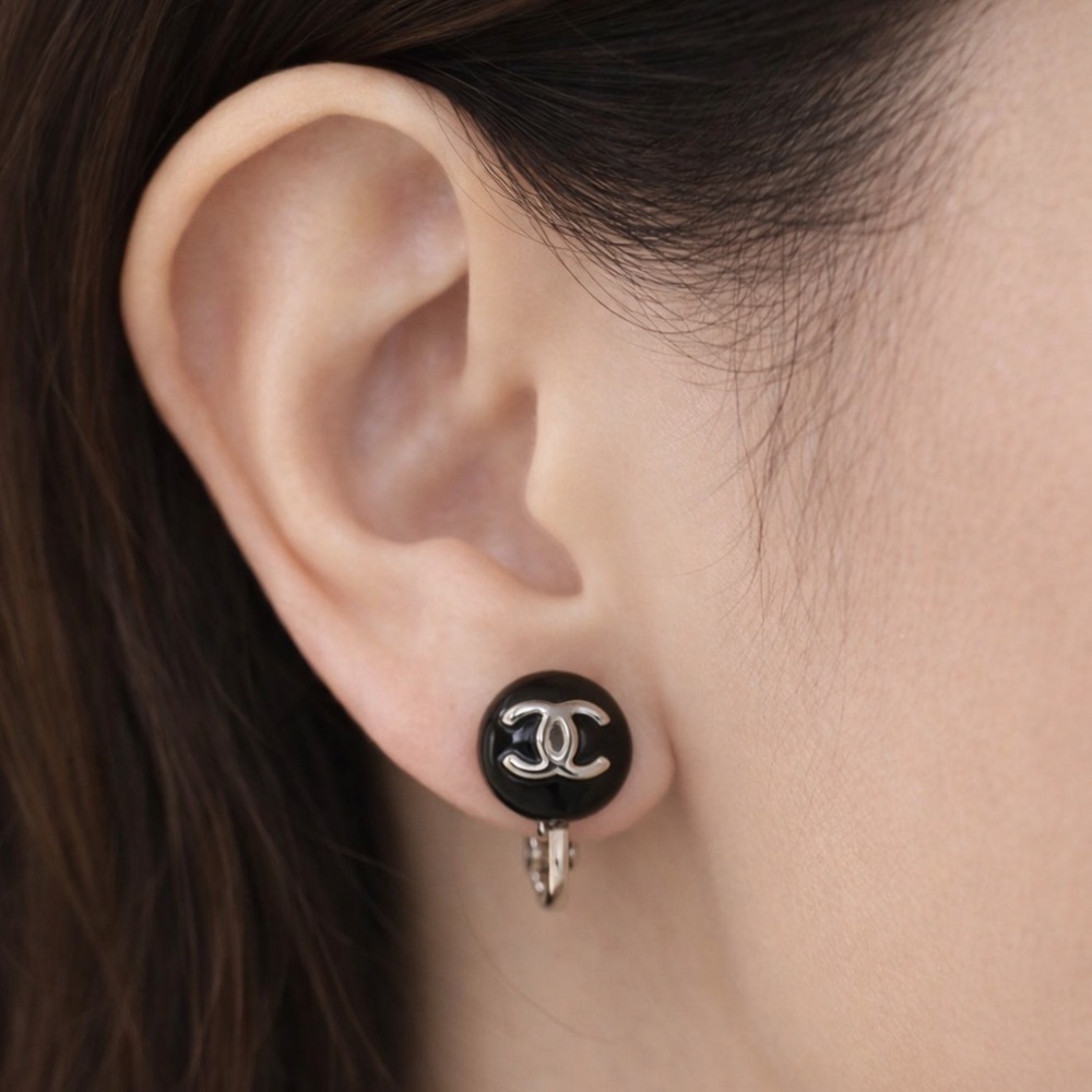 CHANEL 2003 Mini CC Logo Earrings